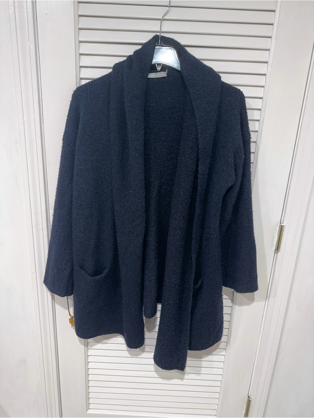 Vince Black Open-Front Shawl Collar Cardigan
